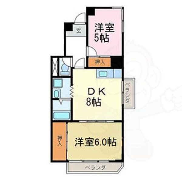 田中コーポラス ｜愛知県名古屋市中区千代田５丁目(賃貸マンション2LDK・5階・45.00㎡)の写真 その2