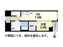 JR中央本線 鶴舞駅 徒歩10分の賃貸マンション 7階1DKの間取り