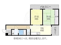福信ビル 7階2DKの間取り