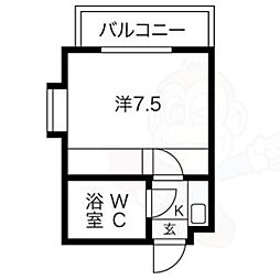 アルカディア御器所 1Kの間取図画像