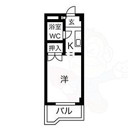 鬼頭本社ビル 1Kの間取図画像