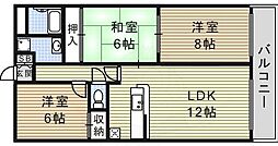 藤苑北山 2階3LDKの間取り