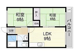 第一コーポ小菅 2階2LDKの間取り