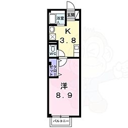 ファミール砂口 2階1Kの間取り
