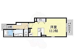 ウェストン遠若 1階ワンルームの間取り