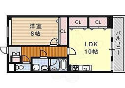 プログレスアサダ瓦町 4階1LDKの間取り