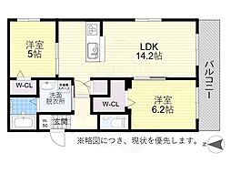 ファーレ東雲 2LDKの間取図画像