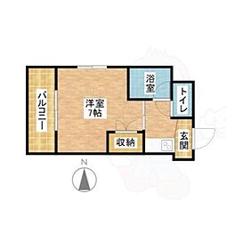 スクエア橘 1Kの間取図画像