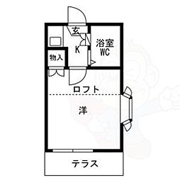 レオパレス芝町 1Kの間取図画像