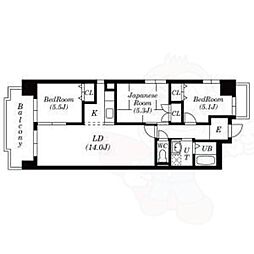 ユーハウス鶴舞2 3LDKの間取図画像
