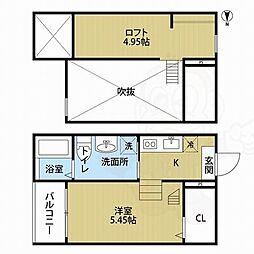 外新町フォート 1Kの間取図画像