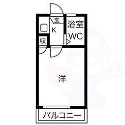シャイン鳴尾 1Kの間取図画像