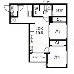 Tidy大江 2LDKの間取図画像