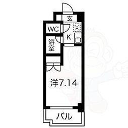 ブロンズ森島 1Kの間取図画像