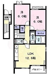 リヴィエールT 2LDKの間取図画像