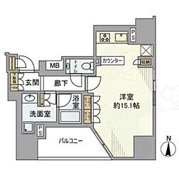 プラウドタワー栄パークアリーナ ワンルームの間取図画像