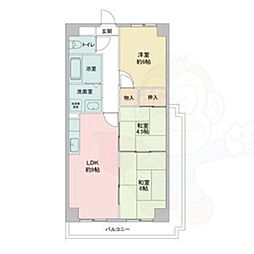 レジディア日比野 3LDKの間取図画像
