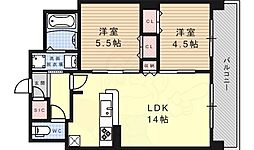 プレサンスロジェ丸の内テラス 2LDKの間取図画像