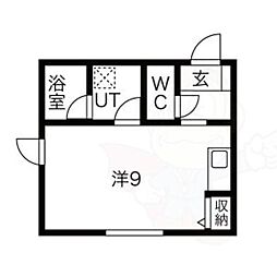 ウェル東海通 ワンルームの間取図画像