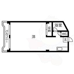 第二協和コーポ ワンルームの間取図画像