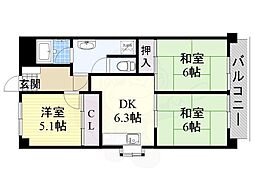 第3田中ビル 3DKの間取図画像