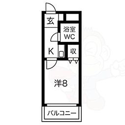 ライオンズマンション丸の内第6 1Kの間取図画像