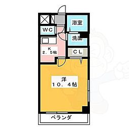 サクシードMt.1金山 1Kの間取図画像