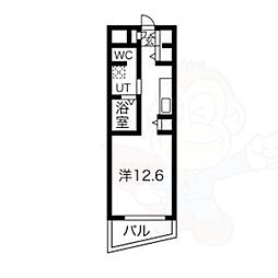 ベルドミール橘 1Kの間取図画像