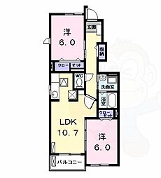 フレール2 2LDKの間取図画像