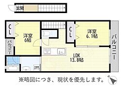 クレル 2LDKの間取図画像