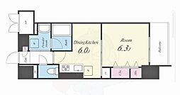 エスカルコート 1DKの間取図画像