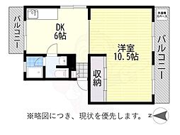 第二松田ビル 1DKの間取図画像