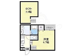 ハーモニーテラス八番 1Kの間取図画像