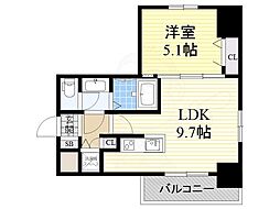 プレサンス金山デュアル 1LDKの間取図画像