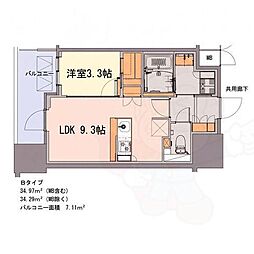 S-RESIDENCE千種belvia TOWER(べルヴィアタワー) 1LDKの間取図画像