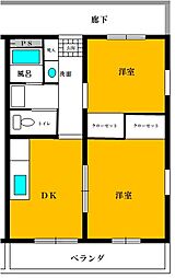 パレスコートミカツ 2DKの間取図画像