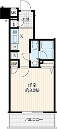 R.hoursmejiroave. 1Kの間取図画像