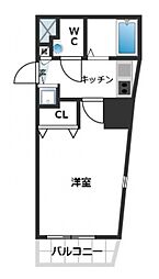 スカイコート三田慶大前壱番館 1Kの間取図画像