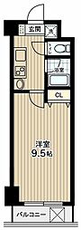コリーヌ恵比寿 1Kの間取図画像