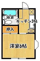 森下ハイツA 1Kの間取図画像