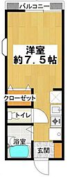 ベルフォーレ 1Kの間取図画像