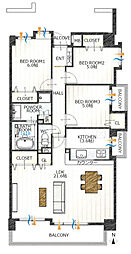 アメニティ六番町 3LDKの間取図画像