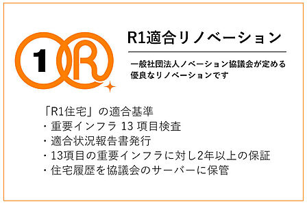 一般社団法人リノベーション協議会が定める “優良なリノベーション”の統一規格に則っています。重要インフラ13項目検査や適合状況報告書発行など安心してご購入いただける基準を満たしています