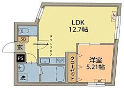 Techno City 北千住 1LDKの間取図画像
