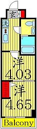 アーバハイツ六町2号館 1階2Kの間取り