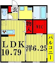 ルミエールI 3階1LDKの間取り