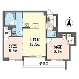 ＴＨＥ ＳＥＮＳＥ 1階2LDKの間取り