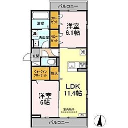 メゾンアーク西新井II 3階1LDKの間取り