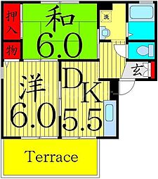 ファーストコート 1階2Kの間取り