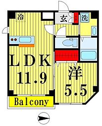 アルカンシェル 1階1LDKの間取り